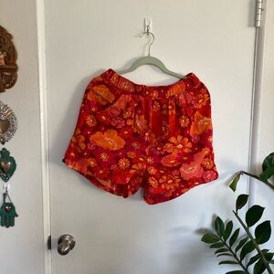 Free People Red Floral Women's Cargo Shorts